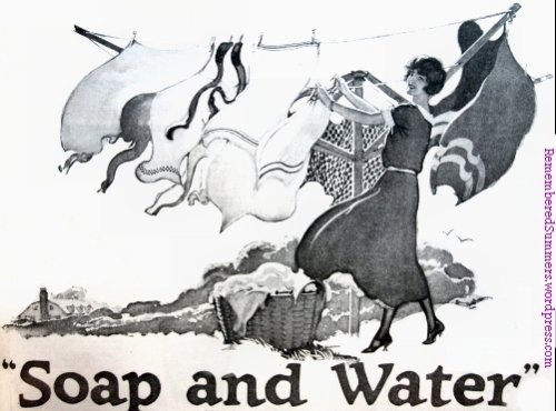 Hanging laundry outdoors, Borax Ad, Delineator magazine, February 1924.