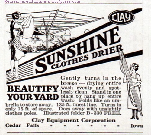 Sunshine Clothes Dryer Ad, Better Homes and Gardens, April 1930.