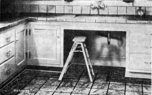 Most homes I visited  in the 1940s had a kitchen sink like this one, from Better Homes and Gardens magazine, Feb. 1930.
