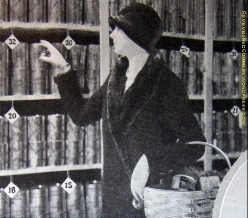 A Piggly Wiggly shopper with a basket selecting her own purchases.  Allowoing the customer to handle the merchandise was still a new idea in this 1929 ad.