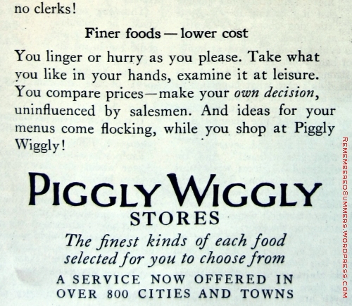 Piggly Wiggly ad, Jan. 1929, The Delineator magazine.