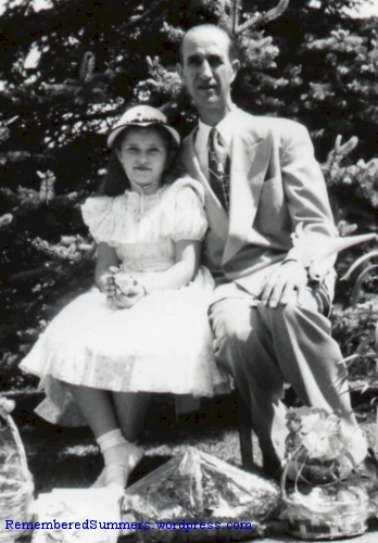 My father and me, dressed up for Easter. early 1950's.